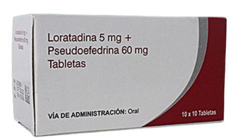 loratadina 5mg + pseudofedrina 60mg x 10tab