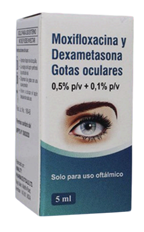 moxifloxacin + dexametasona 0.5% + 0.1% gotas
